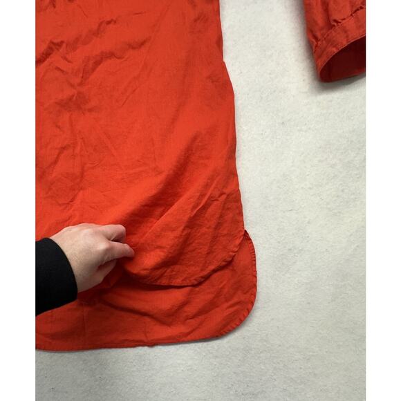 J Crew Womens Size Small Tie VNeck Linen Blend High Low Hem Tunic Top Orange Red - Picture 6 of 9